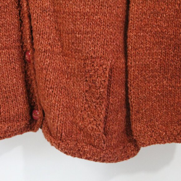 Women Chunky Knit Cardigan Sweater Hand knit Large XL Del Mundo Vintage Heavy - Picture 8 of 11